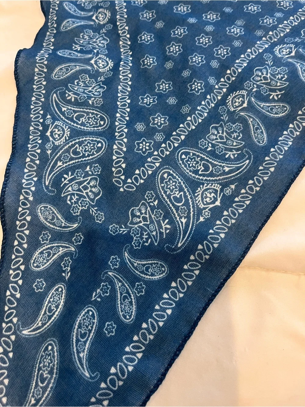 2 Bandanas Head or Neck Scarves Diamond Shaped Rust Blue Boho